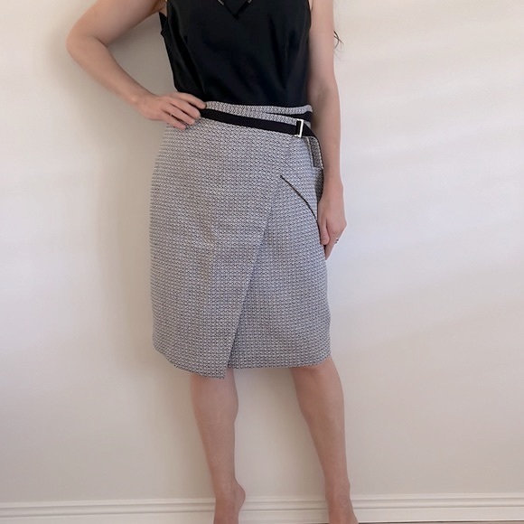Veronika Maine Skirts Veronika Maine Black White Cotton Tweed